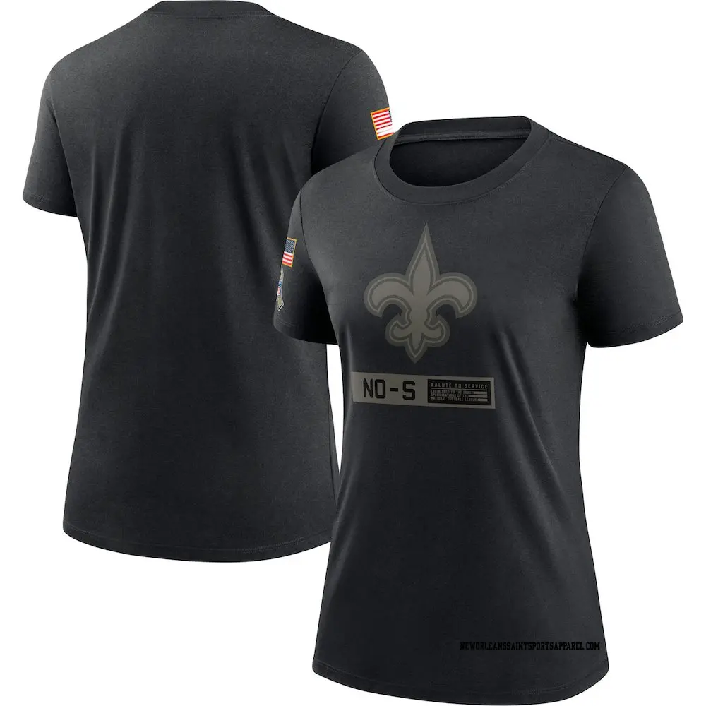 Black Women's New Orleans Saints 2020 Salute To Service Performance T-Shirt