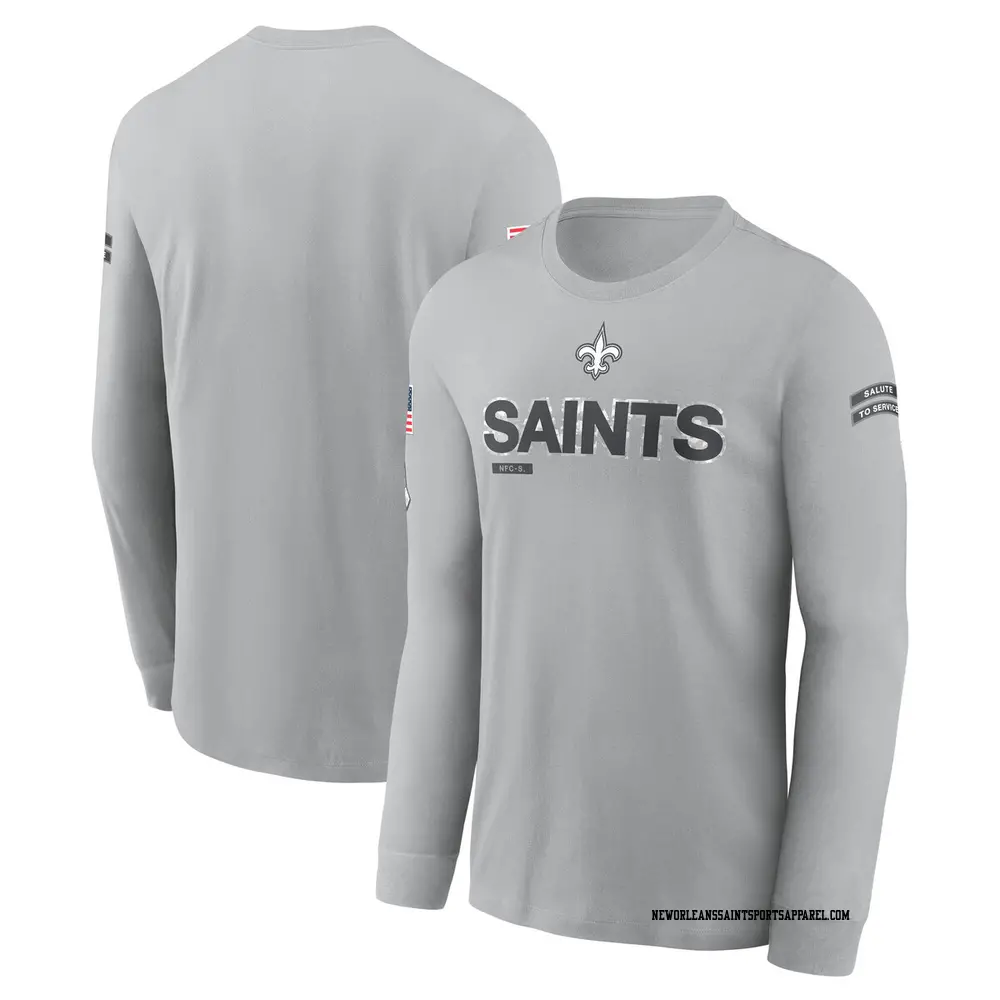 Gray Men's New Orleans Saints 2024 Salute To Service Long Sleeve T-Shirt