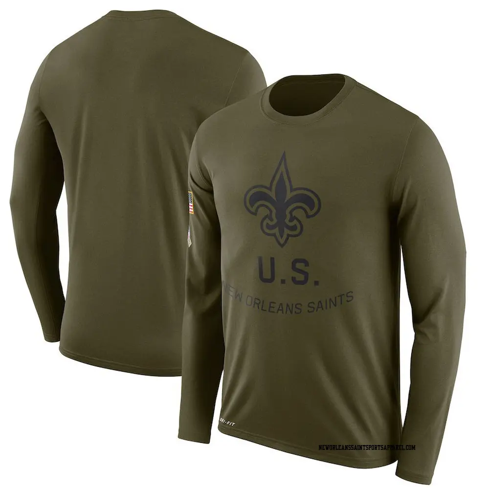 Legend Olive Men's New Orleans Saints 2018 Salute to Service Sideline Performance Long Sleeve T-Shirt