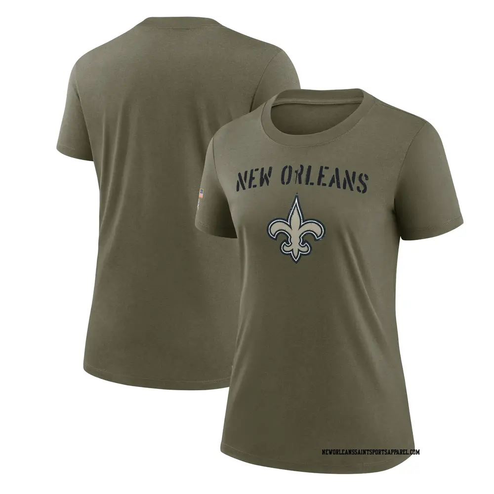 Legend Olive Women's New Orleans Saints 2022 Salute To Service T-Shirt