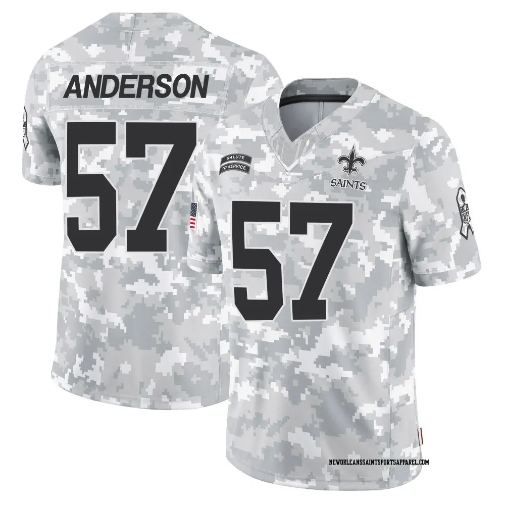 Limited Arctic Camo Men's Ryder Anderson New Orleans Saints 2024 Salute to Service Jersey