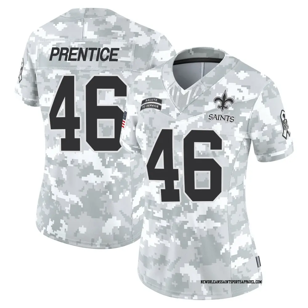 Limited Arctic Camo Women's Adam Prentice New Orleans Saints 2024 Salute to Service Jersey