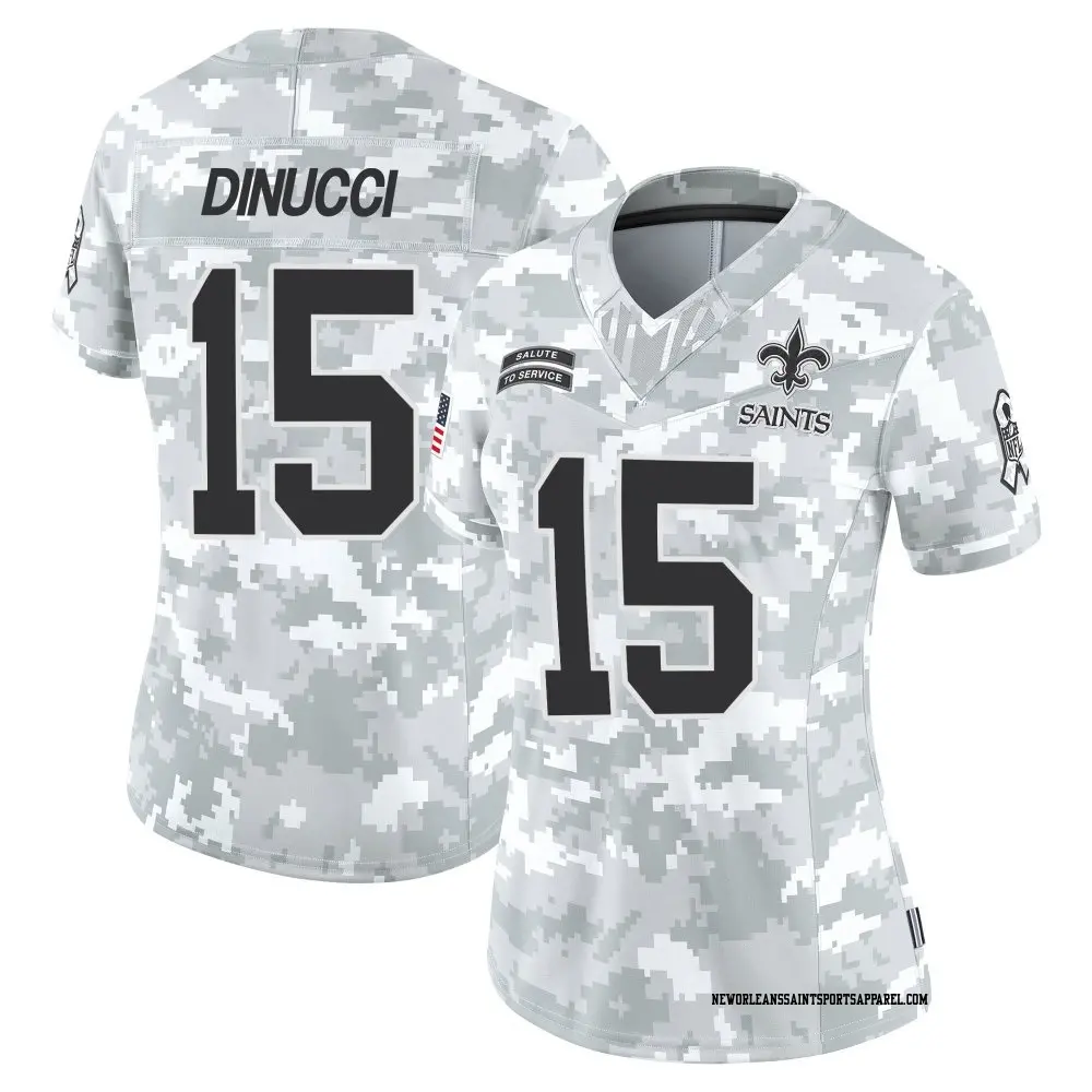 Limited Arctic Camo Women's Ben DiNucci New Orleans Saints 2024 Salute to Service Jersey
