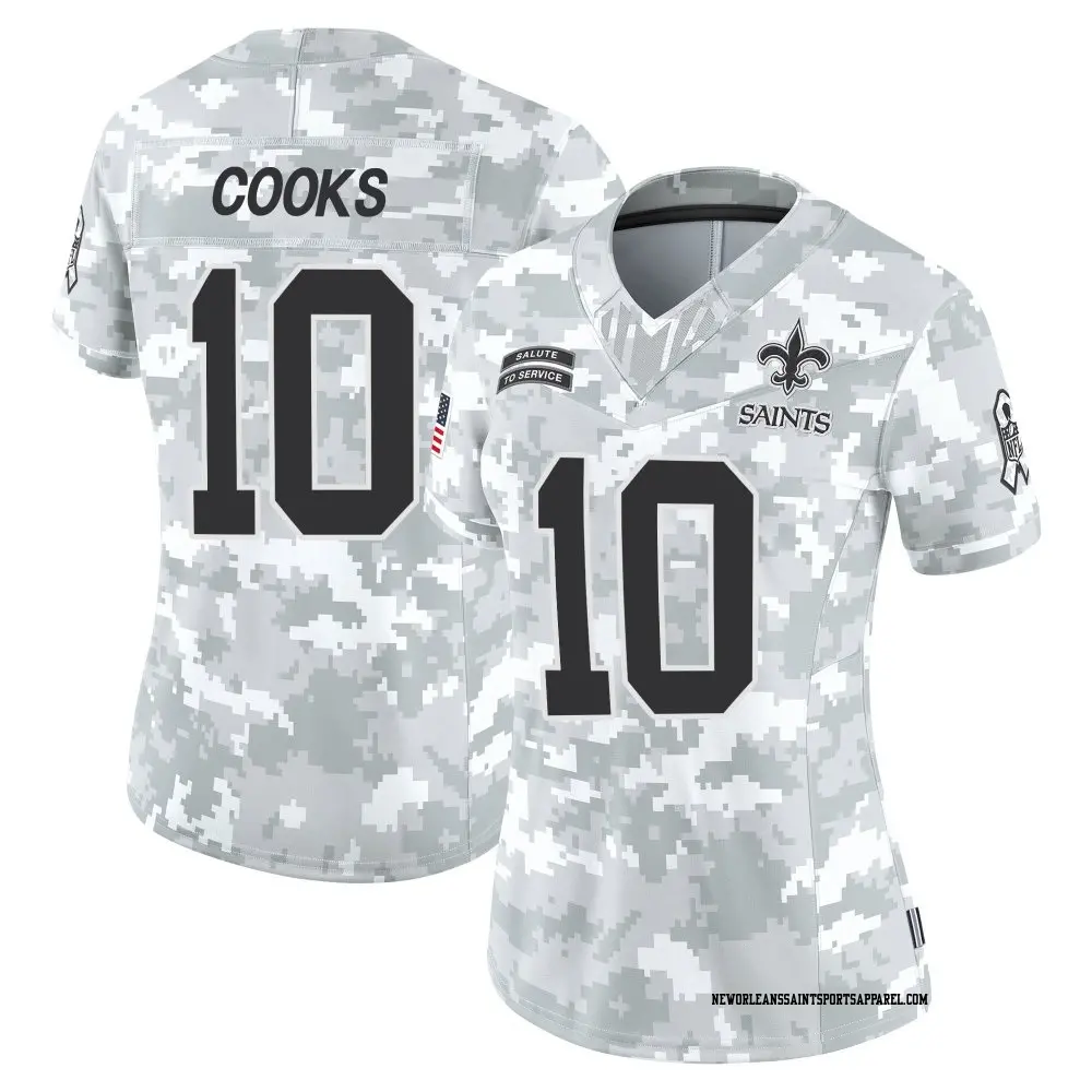 Limited Arctic Camo Women's Brandin Cooks New Orleans Saints 2024 Salute to Service Jersey