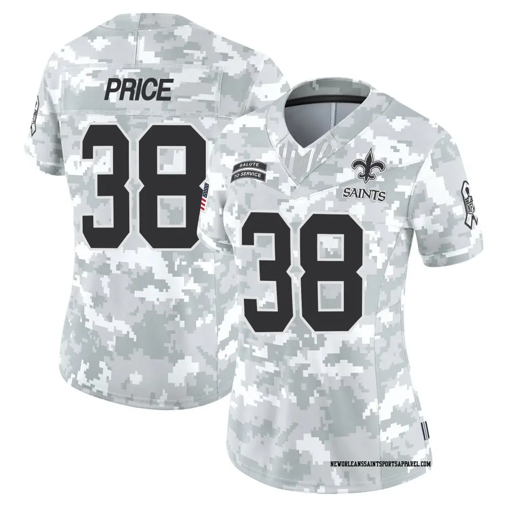 Limited Arctic Camo Women's Jayden Price New Orleans Saints 2024 Salute to Service Jersey