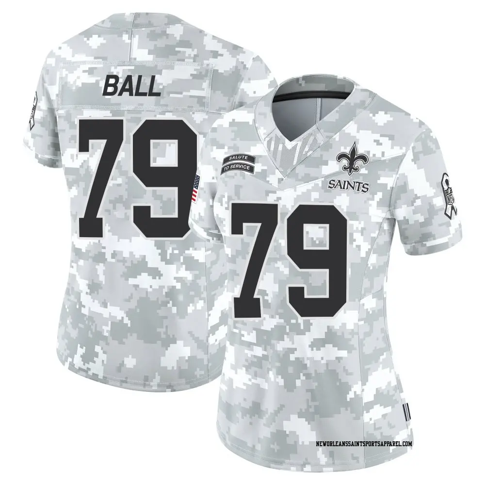 Limited Arctic Camo Women's Josh Ball New Orleans Saints 2024 Salute to Service Jersey
