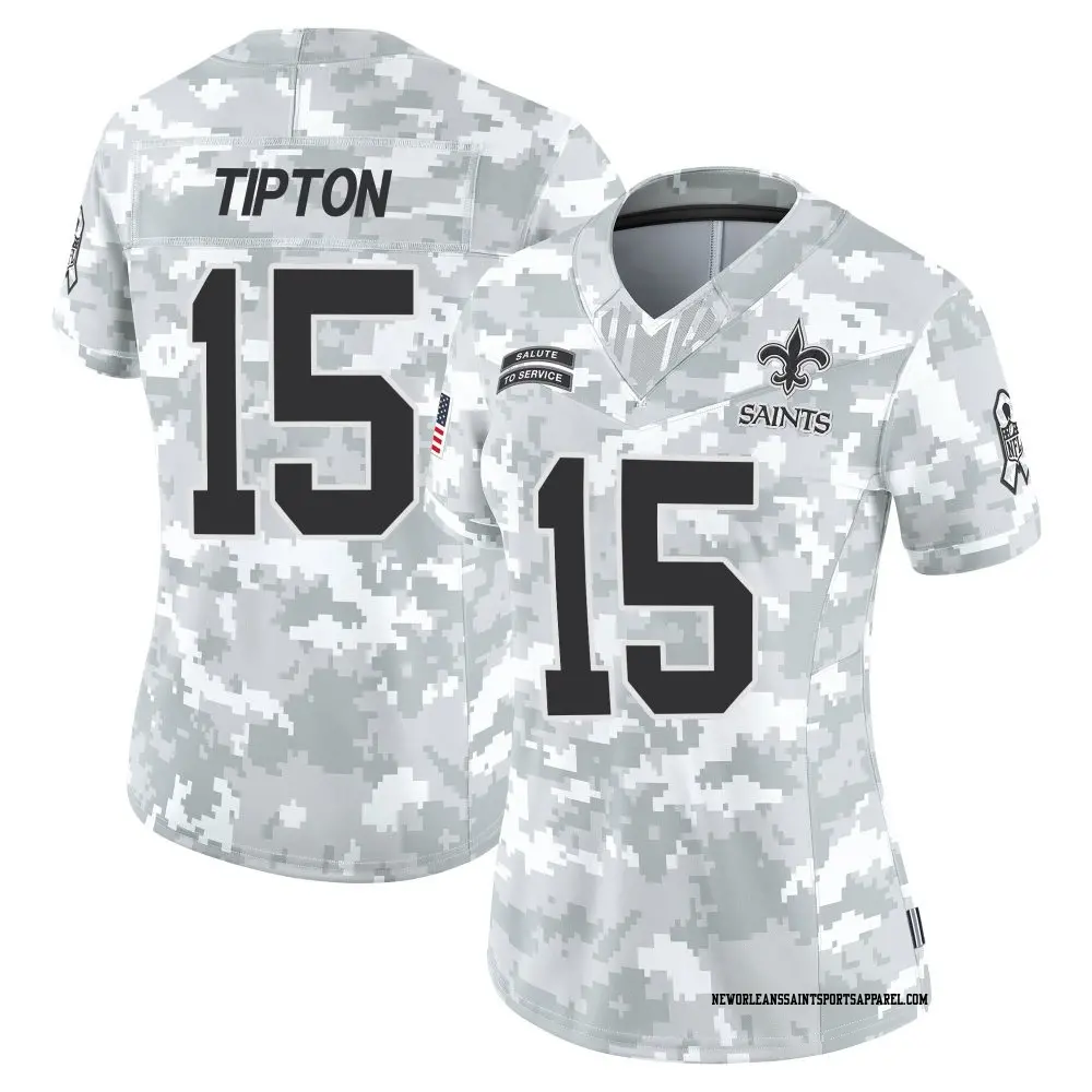 Limited Arctic Camo Women's Mason Tipton New Orleans Saints 2024 Salute to Service Jersey