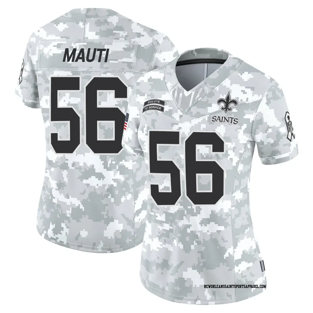 Limited Arctic Camo Women's Michael Mauti New Orleans Saints 2024 Salute to Service Jersey