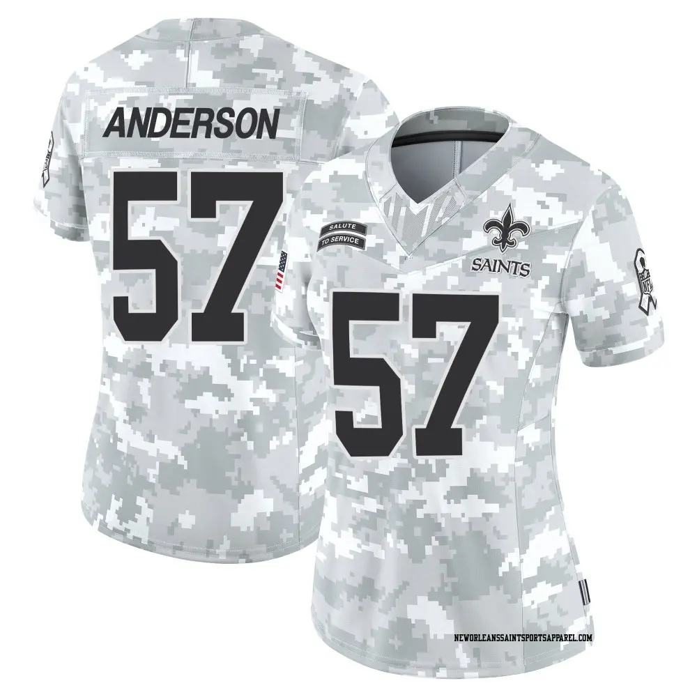 Limited Arctic Camo Women's Ryder Anderson New Orleans Saints 2024 Salute to Service Jersey