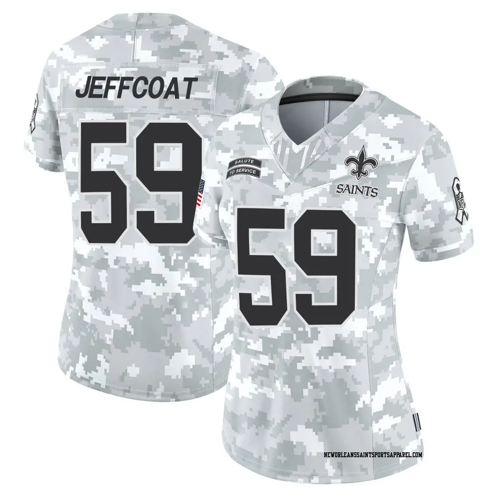 Limited Arctic Camo Women's Trajan Jeffcoat New Orleans Saints 2024 Salute to Service Jersey