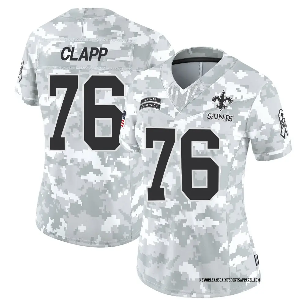 Limited Arctic Camo Women's Will Clapp New Orleans Saints 2024 Salute to Service Jersey