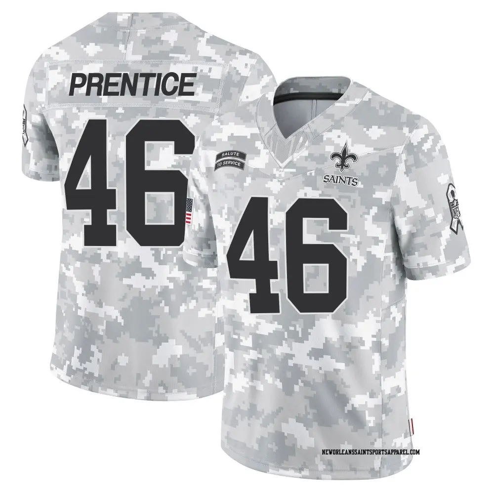 Limited Arctic Camo Youth Adam Prentice New Orleans Saints 2024 Salute to Service Jersey