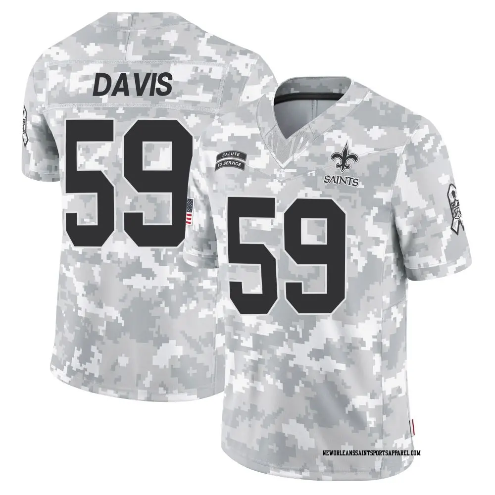 Limited Arctic Camo Youth Jasheen Davis New Orleans Saints 2024 Salute to Service Jersey