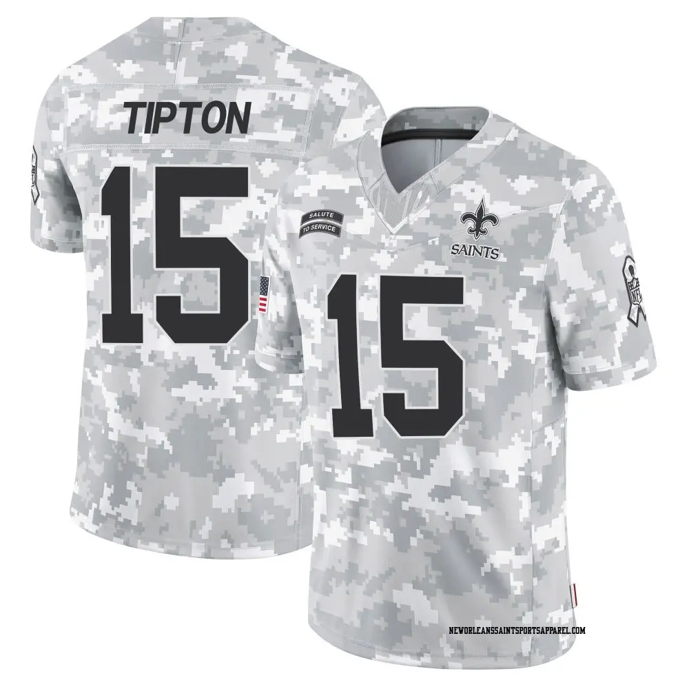 Limited Arctic Camo Youth Mason Tipton New Orleans Saints 2024 Salute to Service Jersey