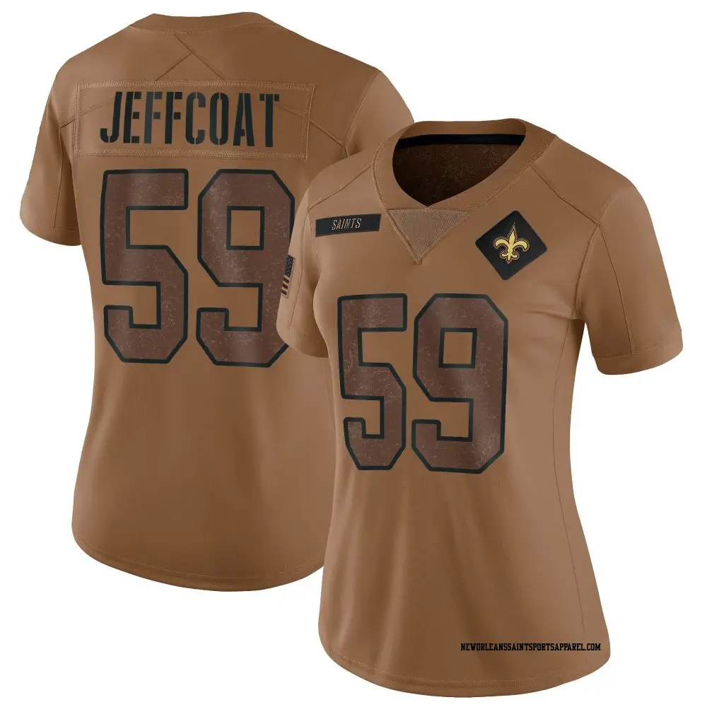 Limited Brown Women's Trajan Jeffcoat New Orleans Saints 2023 Salute To Service Jersey