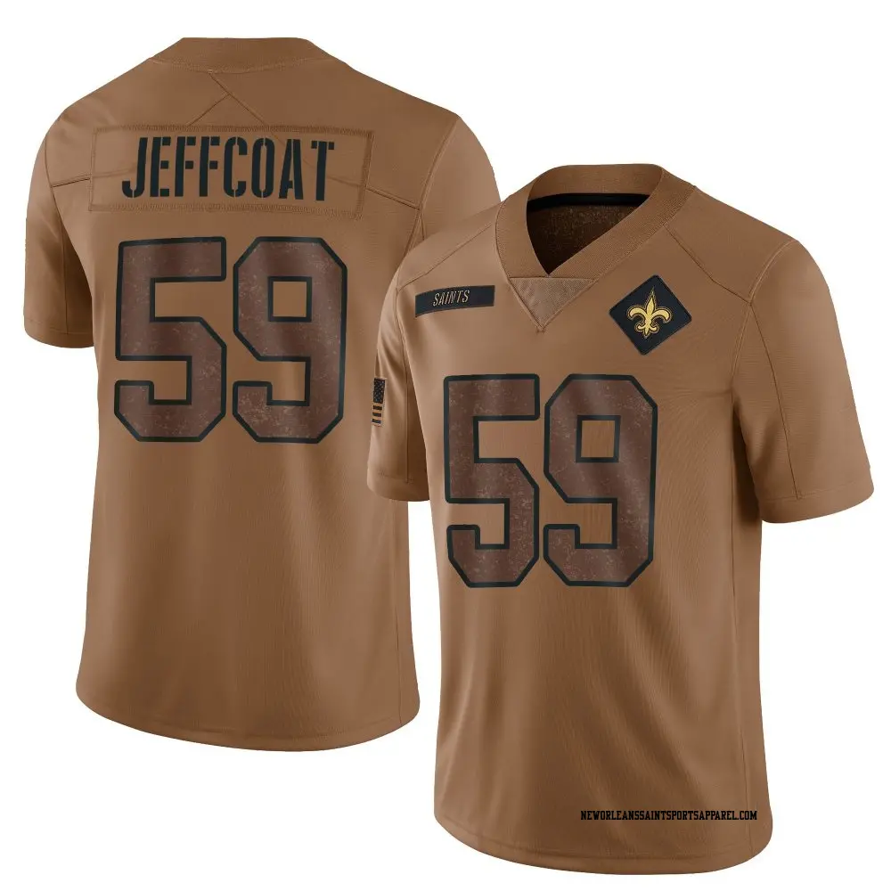 Limited Brown Youth Trajan Jeffcoat New Orleans Saints 2023 Salute To Service Jersey