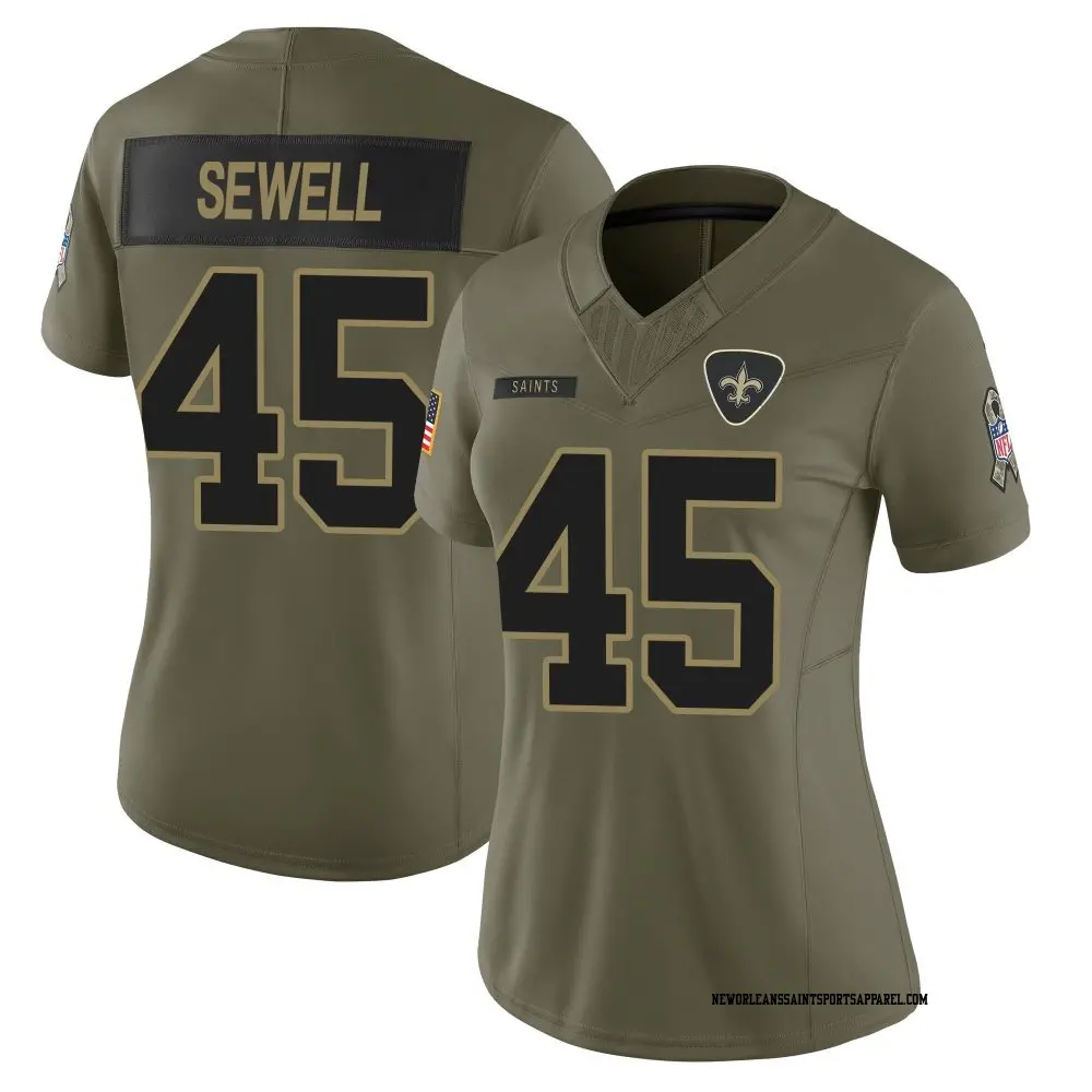 Game Black Men's Nephi Sewell New Orleans Saints Team Color Jersey